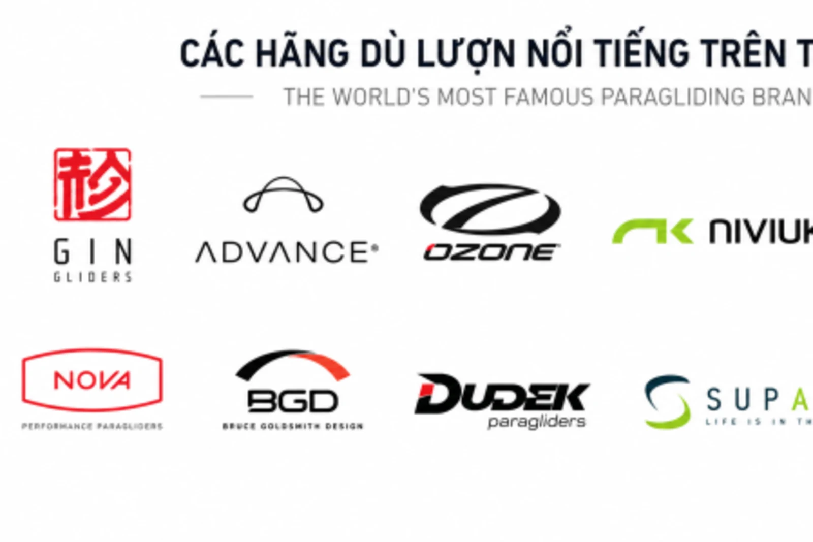 Các hãng dù lượn nổi tiếng thế giới phi công tin dùng
