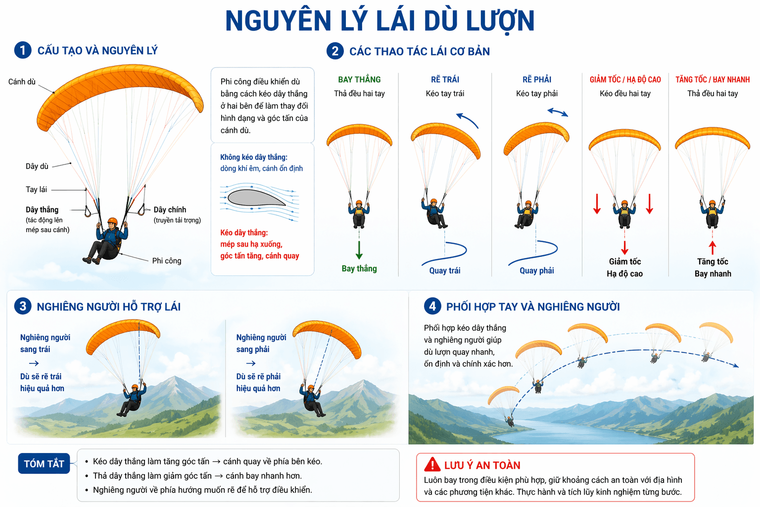 Khí động học dù lượn phần 3: cơ chế lái và kỹ thuật rẽ